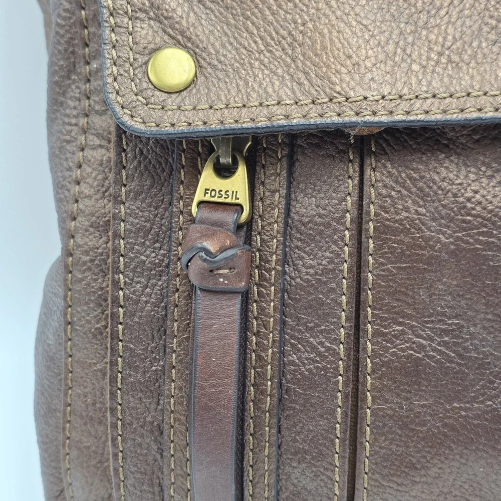 FOSSIL Long Live Vintage Soft Copper Brown Pebble Leather Hobo Purse Bag‎ Hippie